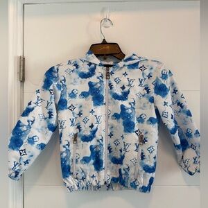 Louis Vuitton Blue Watercolor Monogram Windbreaker Kids Children 6Y Authentic